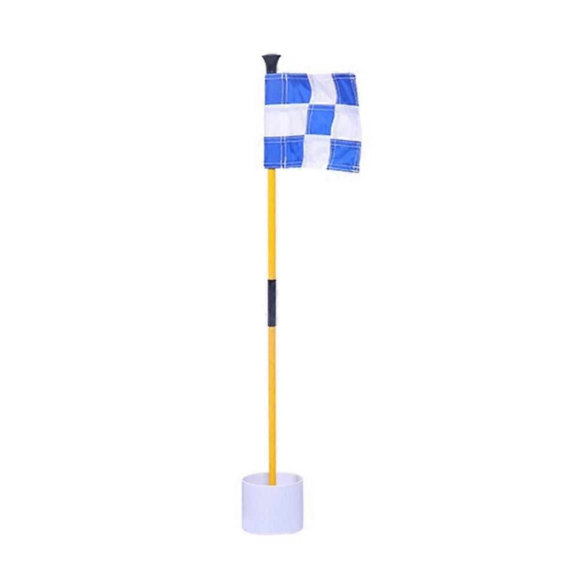 Blue and White Golf Green Flag, Colorful Two-Section Checkered Green Target Hole Cup Flagpole, Golf