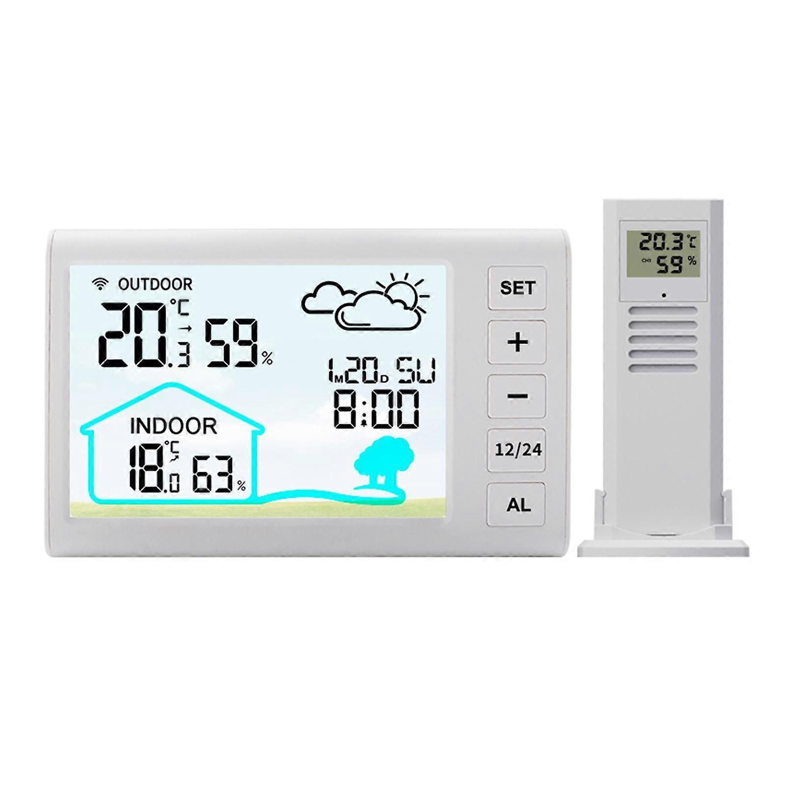 Weather Station with Clock Professional Display Digital with Backlight White
