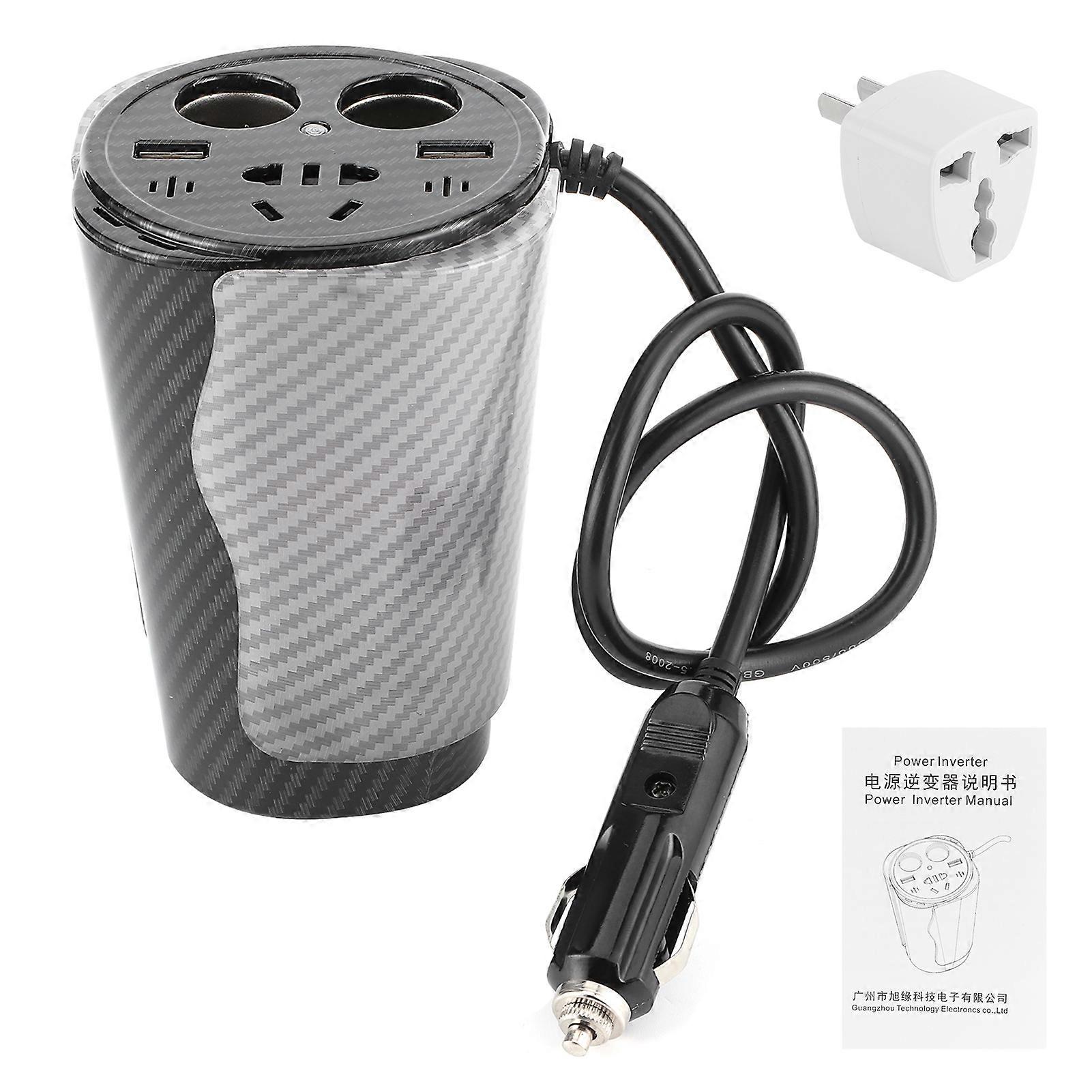 Autó inverter 12V - 220V LED teljesítményátalakító csésze szénszálas típusú módosított szinuszhullámú automatikus töltő 220V / 10A csatlakozóval YEMAA