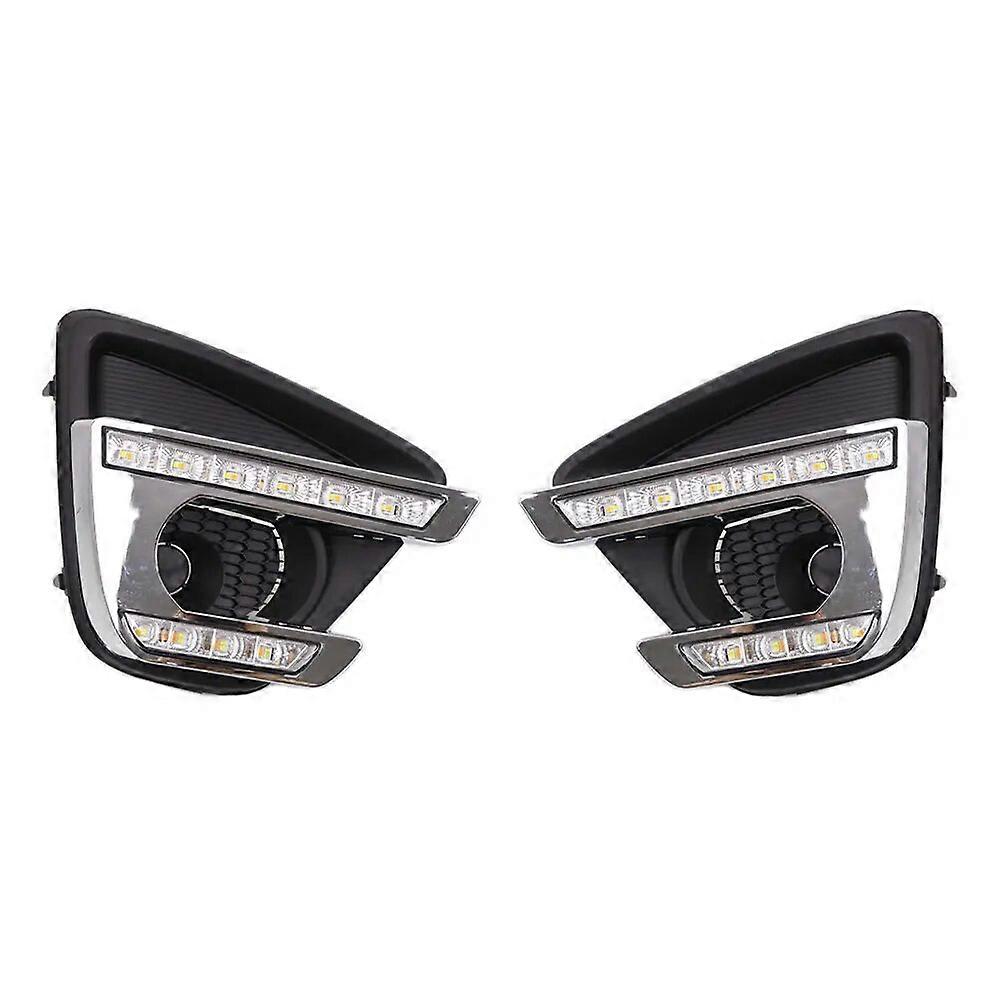 Car LED DRL with Yellow turn signal daytime running light fog lamp cover For Mazda CX-5 CX5 2012 2013 2014 2015 2016 Foglight