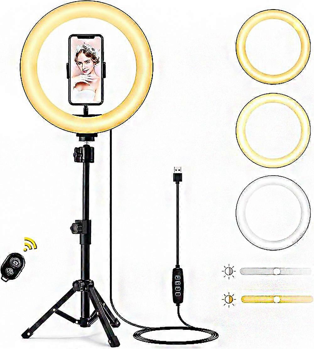 Ring light with tripod, 10-inch selfie ring light, adjustable LED ring light for live broadcast makeup