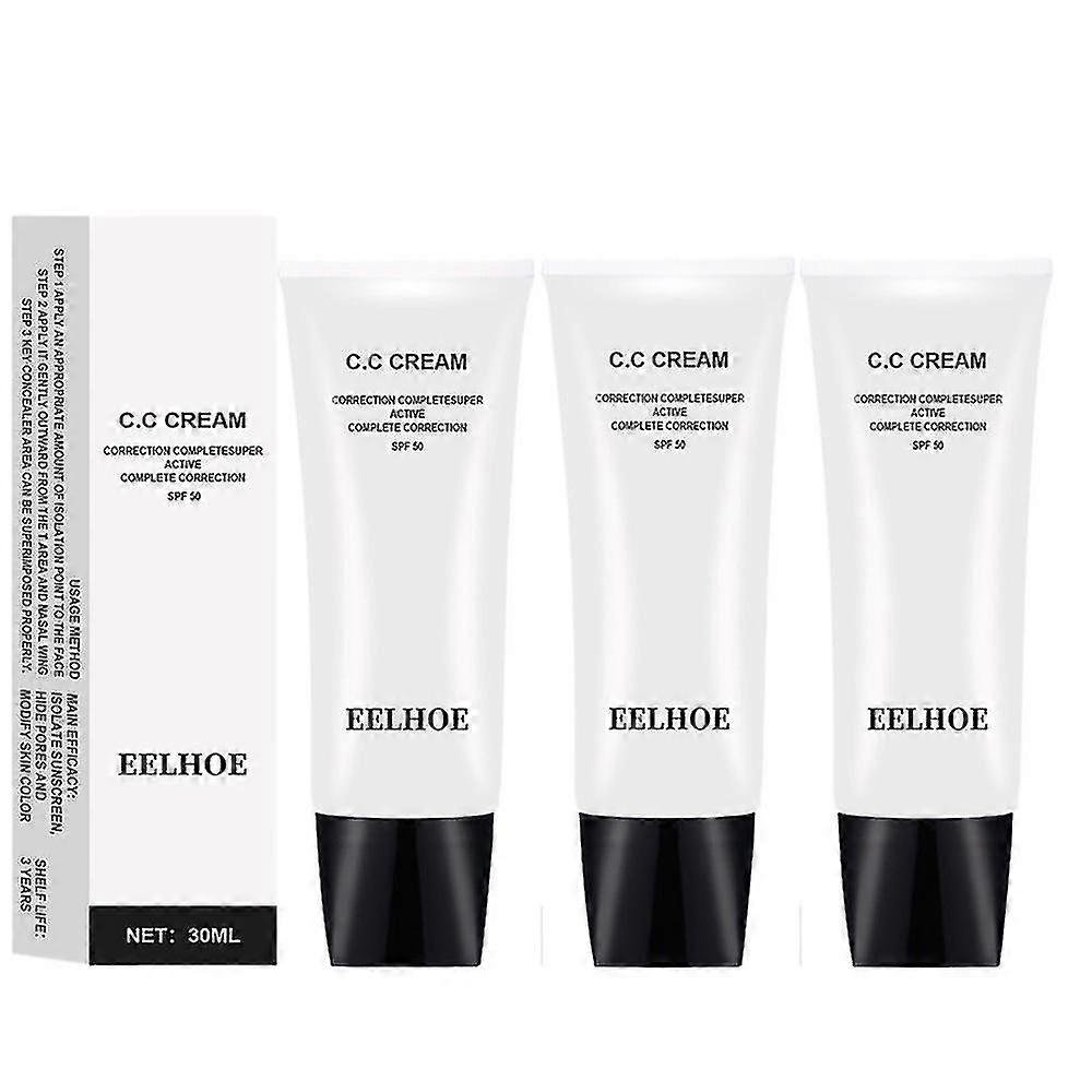 1-3pcs Cc Cream Color Correcting Spf50 Self Skin Tone Adjusting Makeup Cream