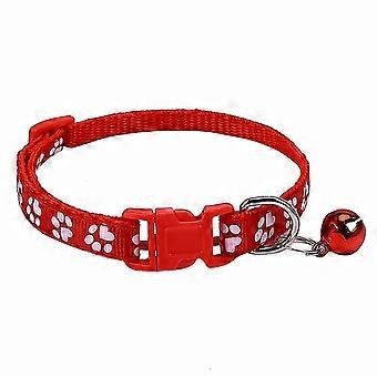 2 Packs Cat Collar With Bell Adjustable Paw Print Small Dog Collar For Boy And Girl Kitten
