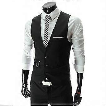 Men Suit Vest Waistcoat Slim Fit Single Breasted Gilet -a