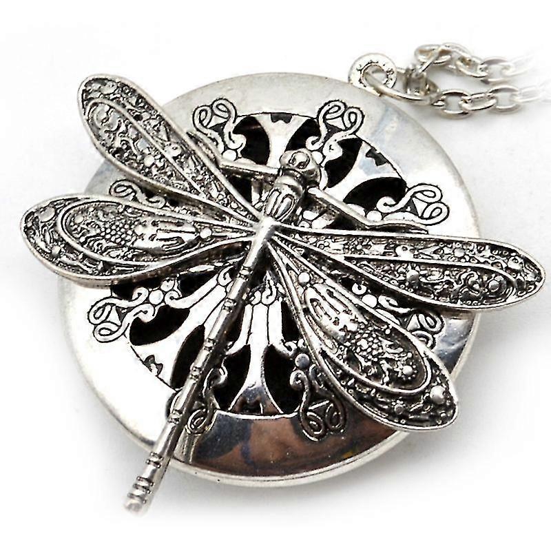 1pc Antique Silver Dragonfly Aromatherapy Diffuser Pendant Necklace