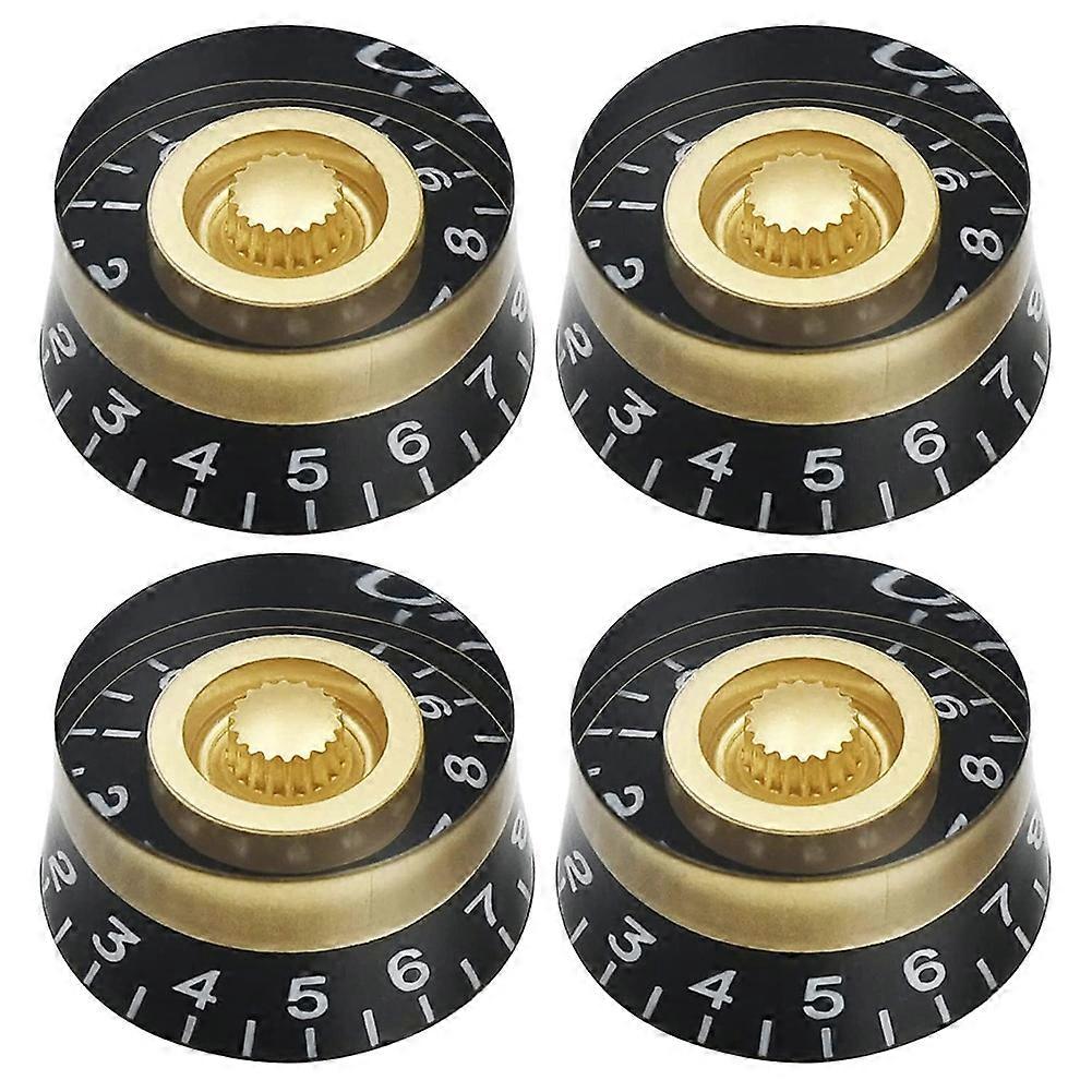 4Pcs Volume Tone Speed Knobs for Electric Guitar, Transparent Golden