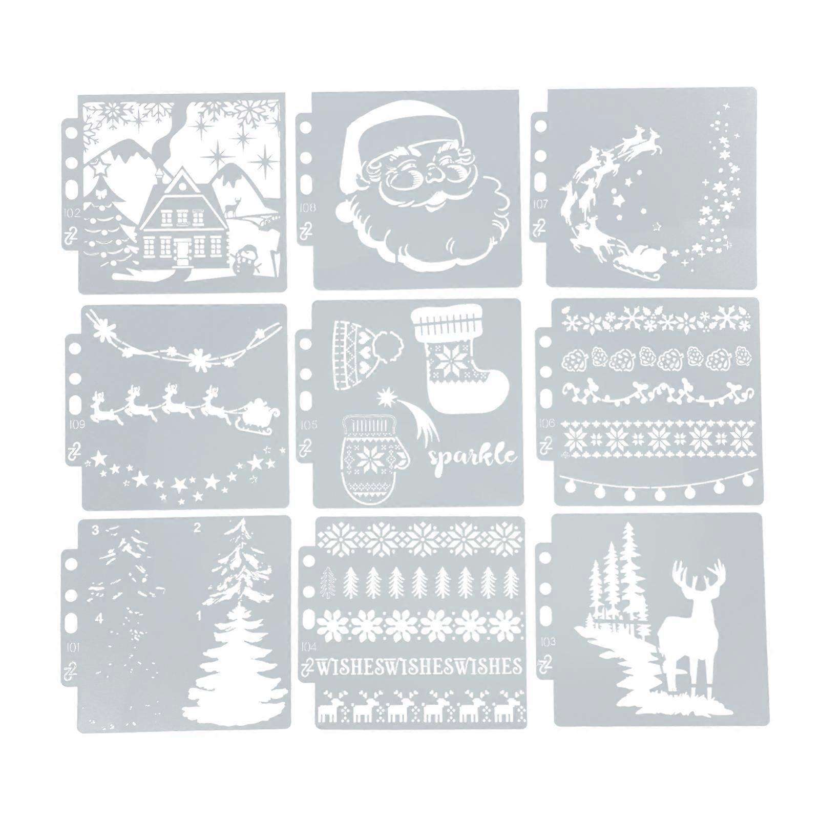 9Pcs Stencils DIY Production Reusable PET Multi Purpose Flexible Durable Mandala Template