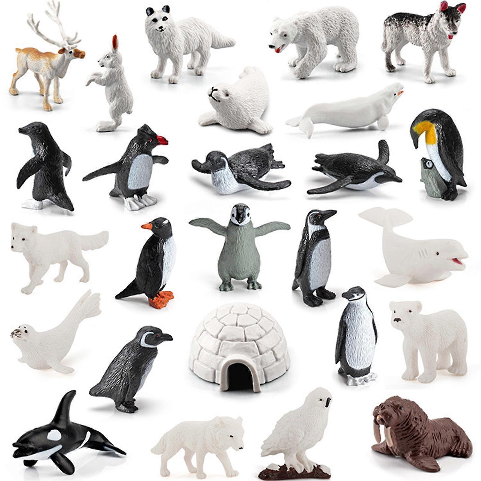 26pcs Mini Arctic Animals Model Toy Unique Design Simulation Models for Kids Scientific Cognitive Toys