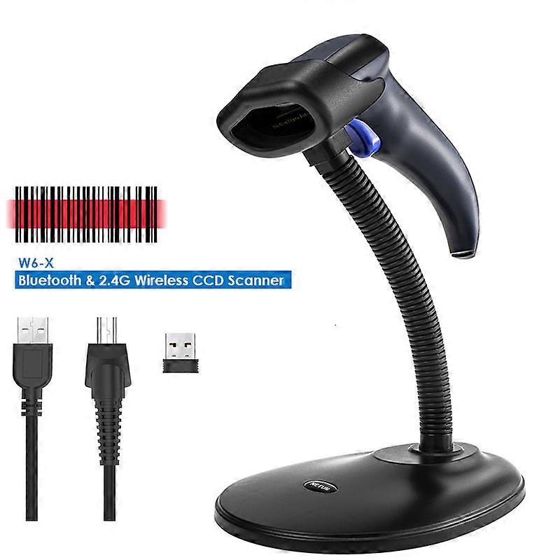 W6 Wireless CCD Barcode Scanner with Stand AND W8-X Bluetooth 2D Bar Code Reader QR Data Matrix PDF417 IOS Android Windows
