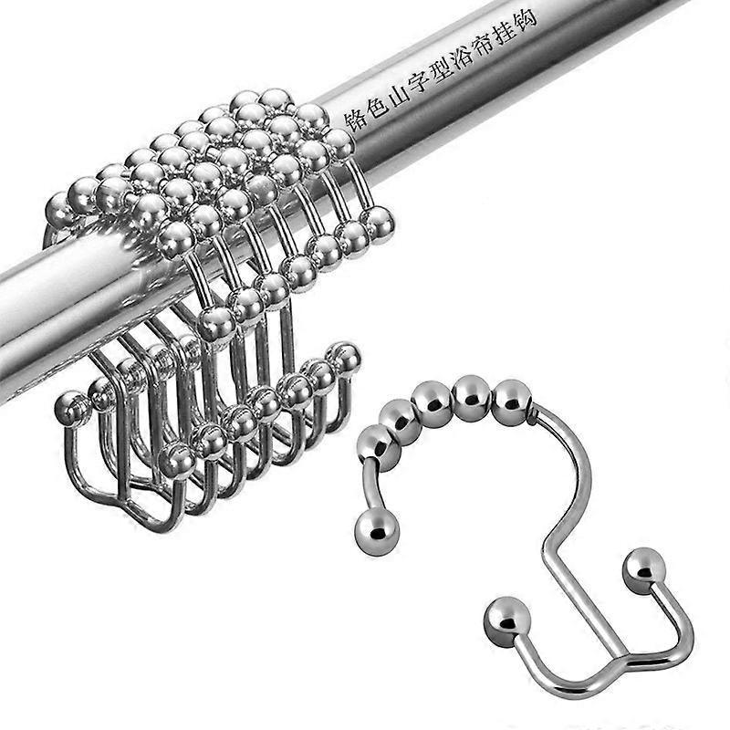12pcs Dadymart Shower Curtain Hooks Rust Resistant Shower Curtain Rings Metal Double Glide Rollers Shower Hooks