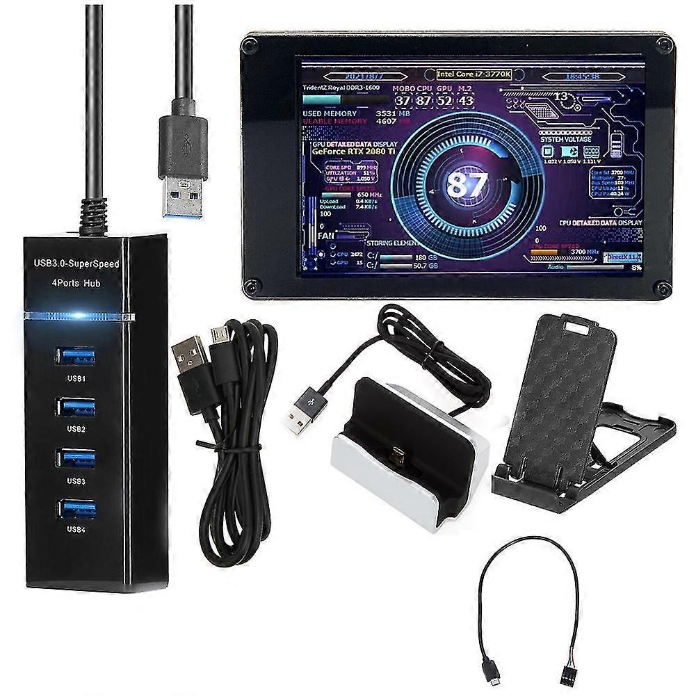 Diy Computer Display 3.5 Inch Ips Screen Temperature Monitoring Display Cpu Gpu Ram 4pin 2.54 Pin Cable For Aida64