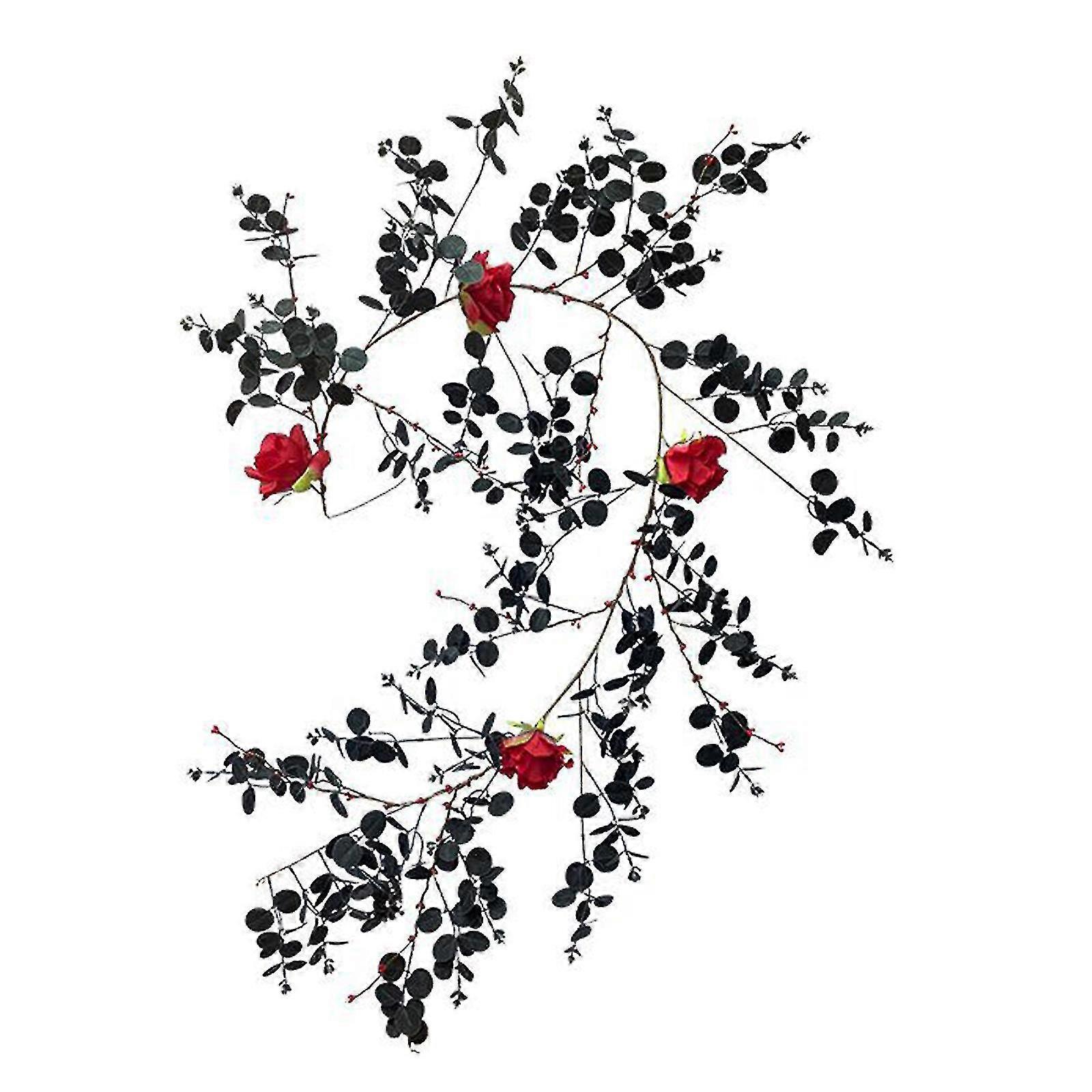 Black Rose Window Front Door Wall Halloween Wreath