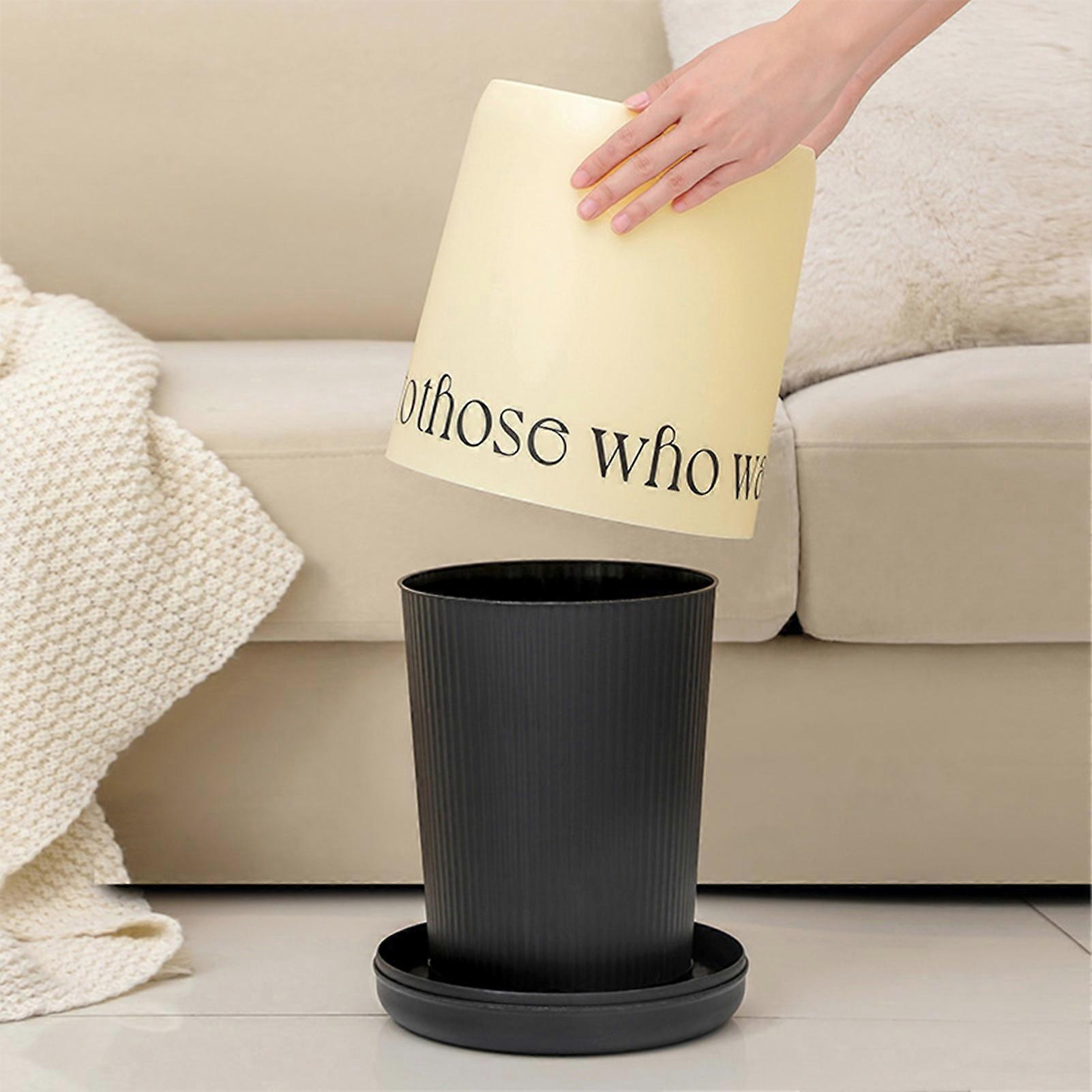 Trash Can with Handle Large Opening No Lid Design Plastic Nordic Style Living Room Bedroom Waste Bin Daily Use KAESI