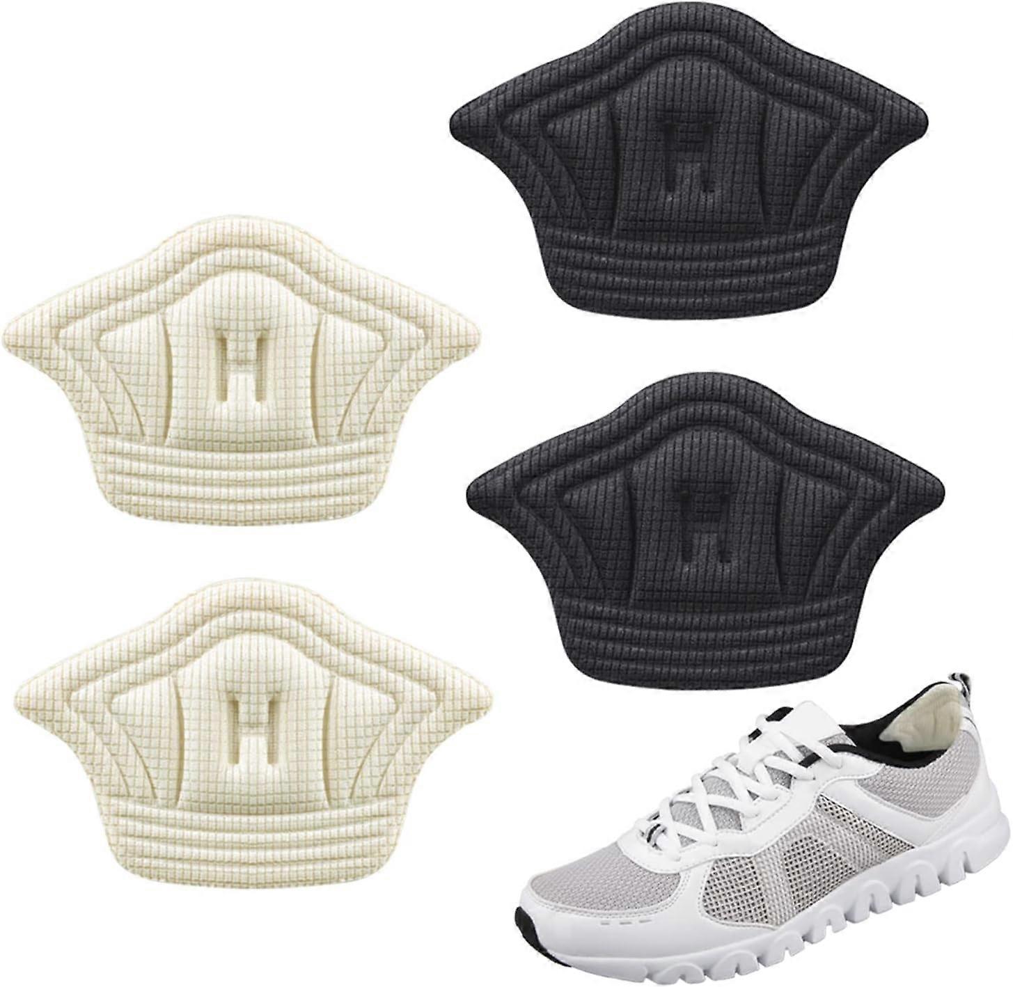 MUJIXI 2 Pairs Heel Pads, Self Adhesive Heel Cushion Pads Heel Inserts Protect Heels Non-Slip Heel Pads to Prevent Chafing and Blisters (Beige, Black)