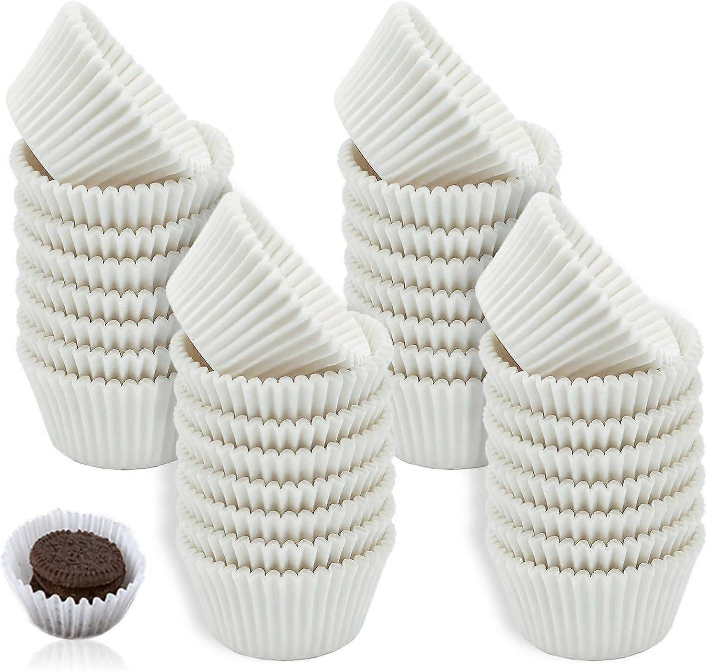 1000 pcs Small White Paper Cupcake Cases Baking Cups, Mini Paper