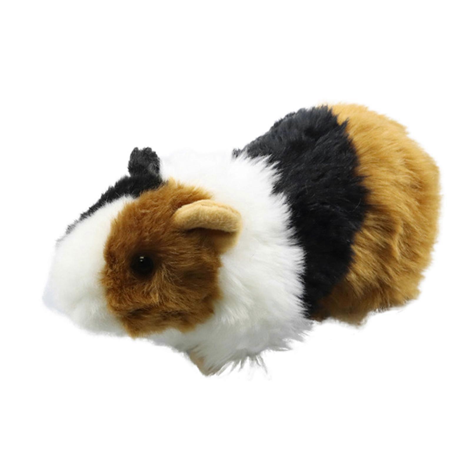 Girls Black Brown Guinea Pig Plush Doll 3D Eyes Fluffy Hair Realistic Rat Doll Plushies Ornament Lovely Simulation Stuffed Rodent Doll Toy Birthday Gift Black B... 18Cm