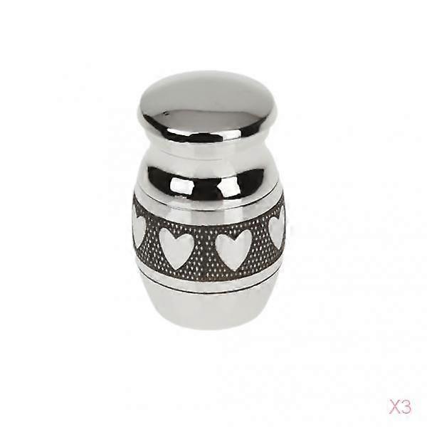 3pcs Heart Pattern Stainless Cremation Urn Ash Memorial Container Jar Mini