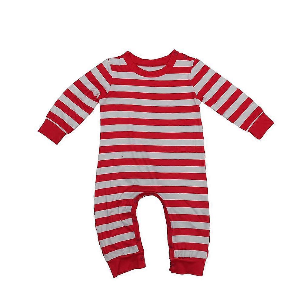 Familie Matchende Pyjamas Xmas Stribet julemand Print nattøj Jul Børn Spædbørn Voksen Pyjamas Pjs Sæt Nattøj
