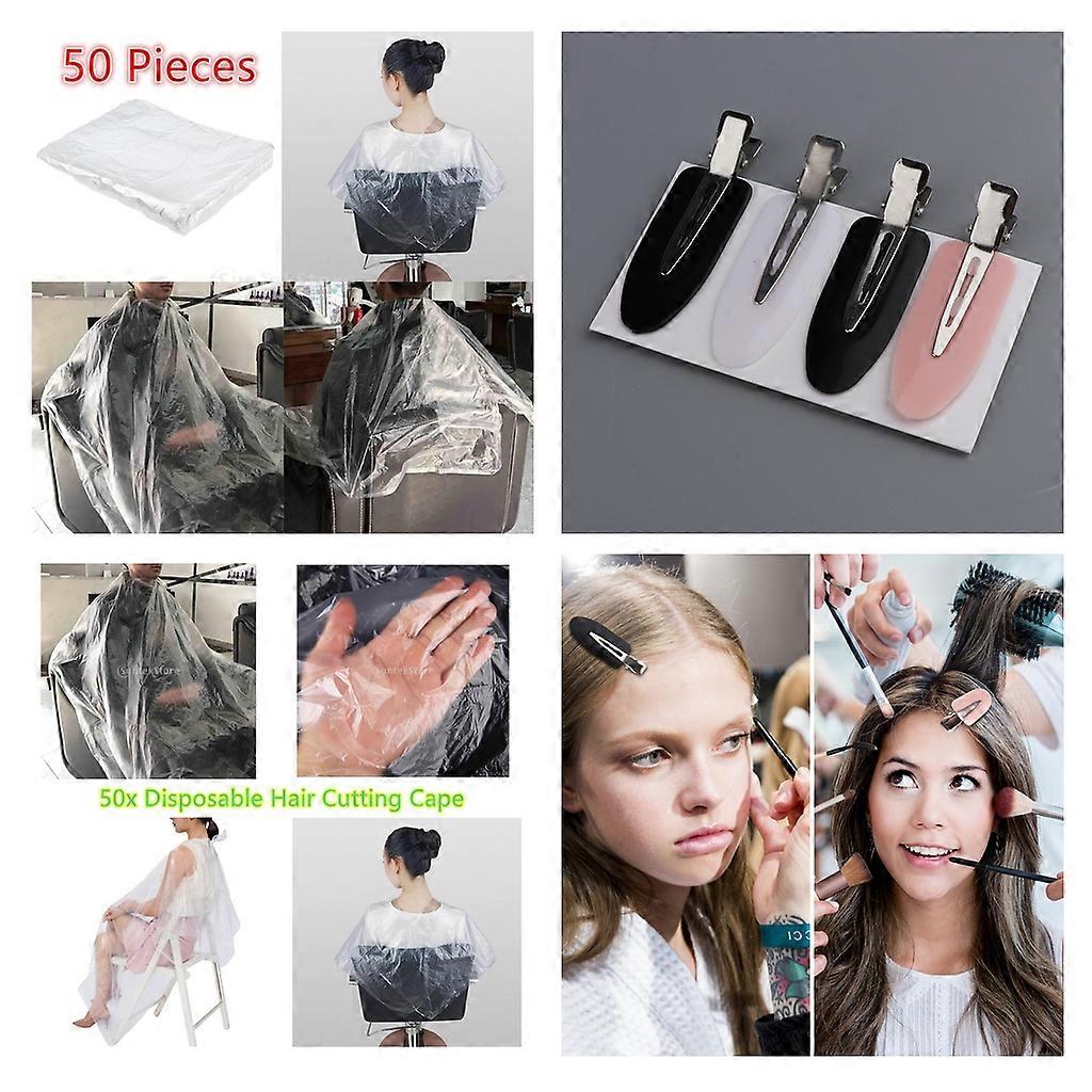 50 pc חיתוך שיער חד פעמי שמלות מספרה שכמיות שכמיות סינר w / 4pcs קליפסים