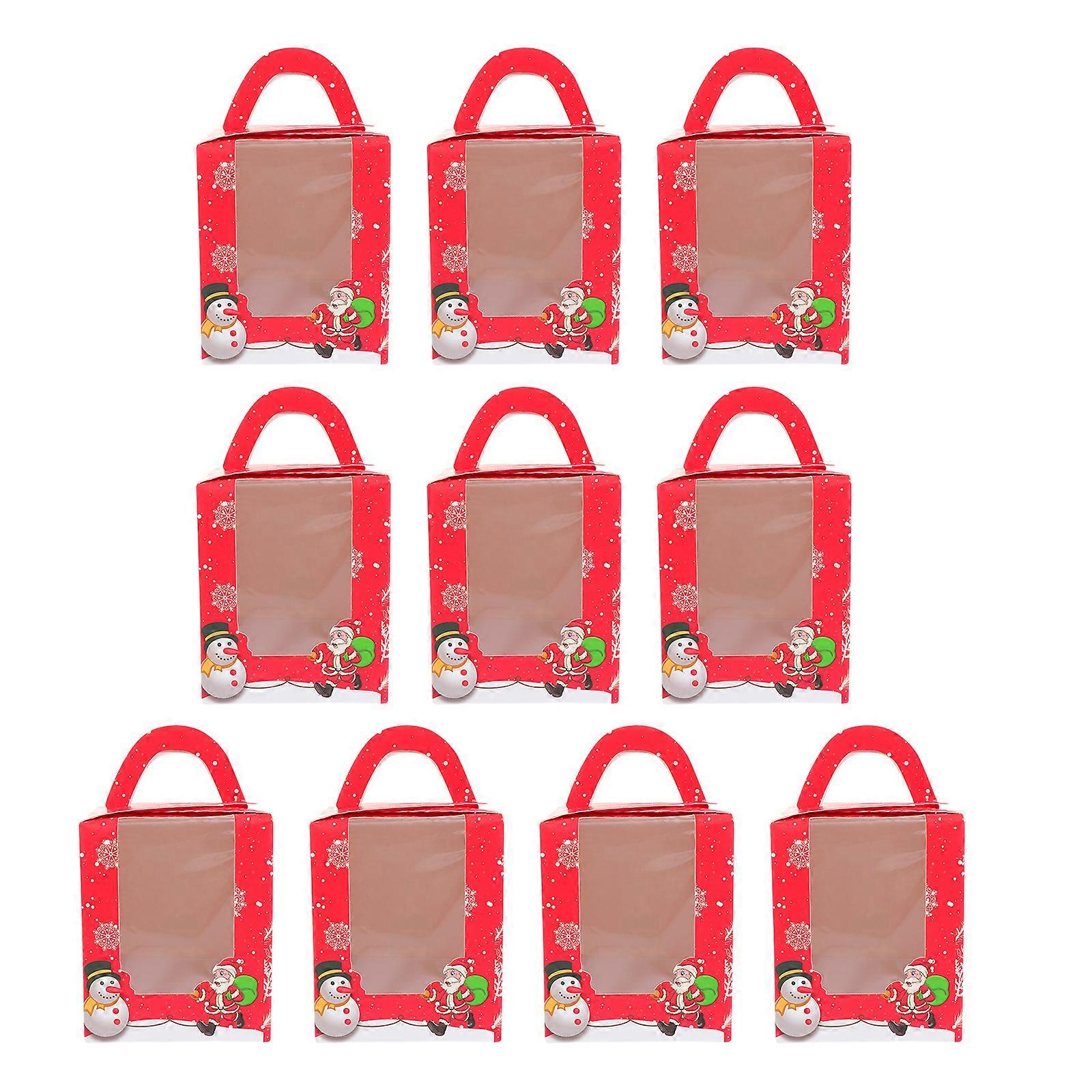 10 قطع جميل كعكة تغليف صناديق الحلوى تخزين مربع عيد الميلاد كعكة الحاويات