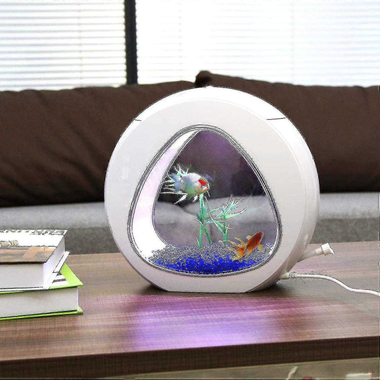 Design-Aquarium mit Glas in Glas und LED-Licht, weiße Farbe. Kapazität von 4 Litern.