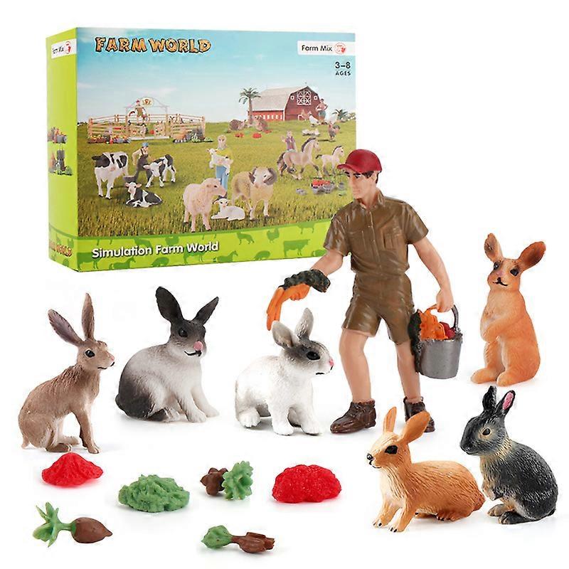 Figurines Simulated Plastic Feeder and Rabbit Style