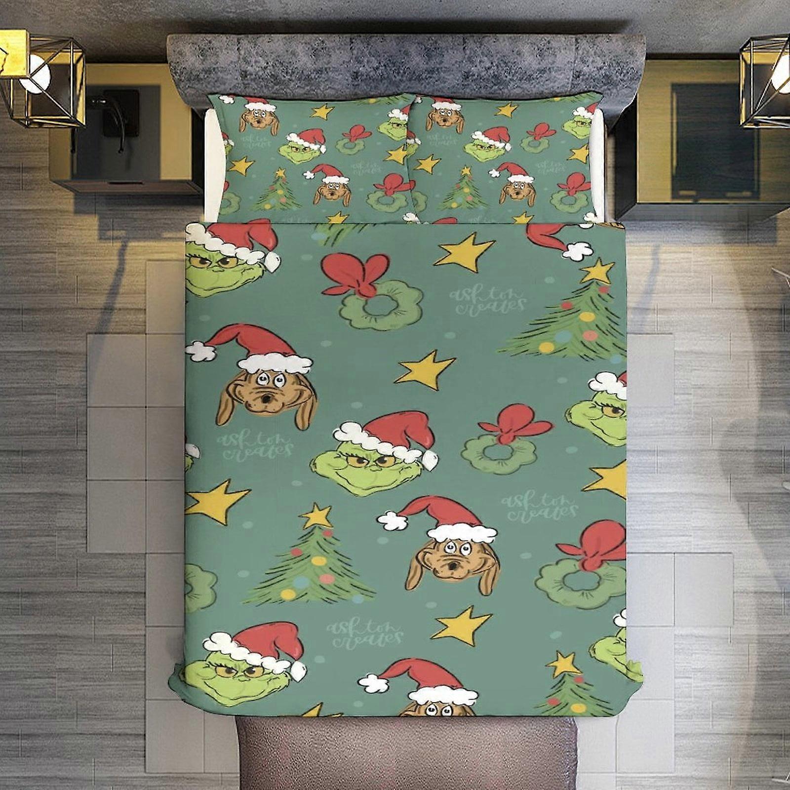 طقم لحاف KA249 بحجم كوين ، طقم عيد الميلاد عيد الهالوين مع 2 وسادات لجميع الفصول ، طقم مفروشات 3 قطع ملاءات سرير ديكور غرفة النوم RM249