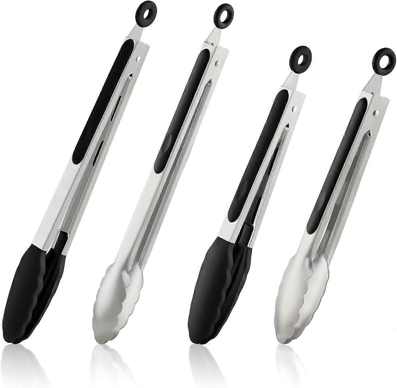 Conjunto de 4 Pinças de Cozinha de Aço Inoxidável de 9 Polegadas e 12 Polegadas