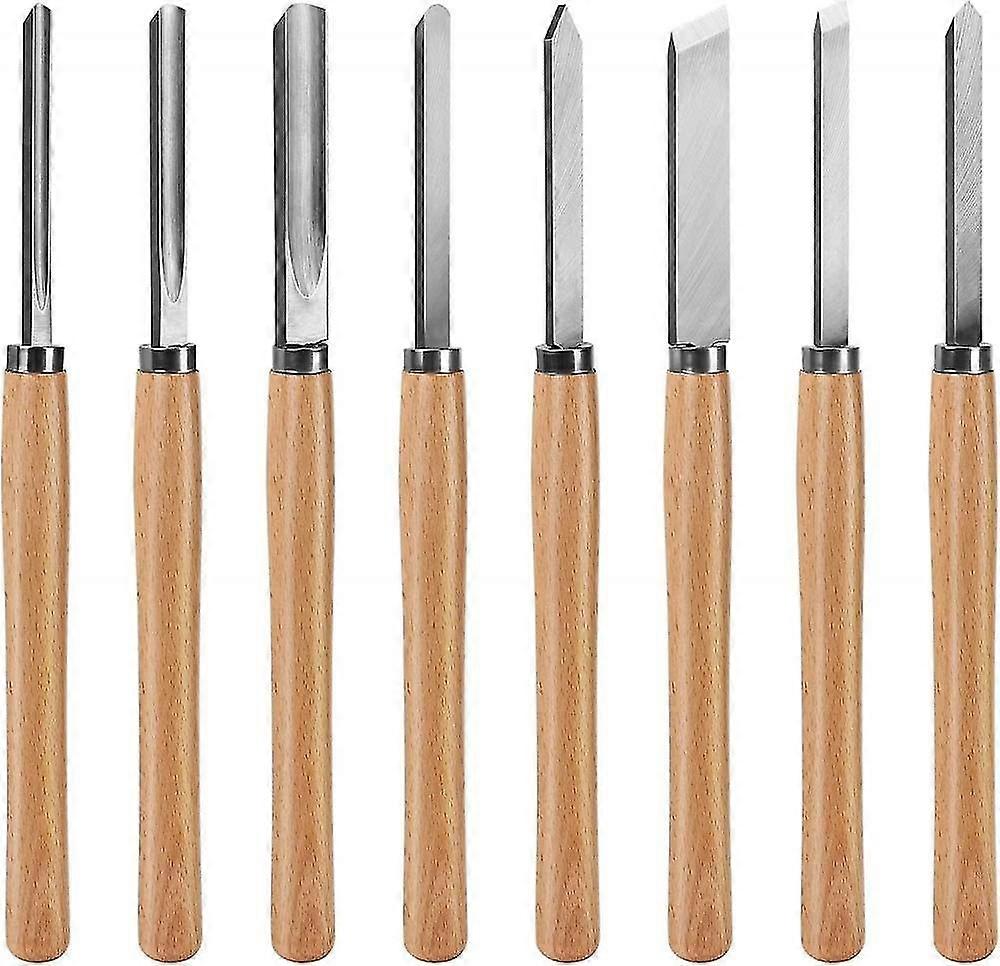 Mike Professional Wood Turning Chisel 8 Pcs Set, Lathe Chisel Set With 2 Skew 1 Spear Point 1 Parting 1 Round Nose & 3 Gouge Tools For Beginners