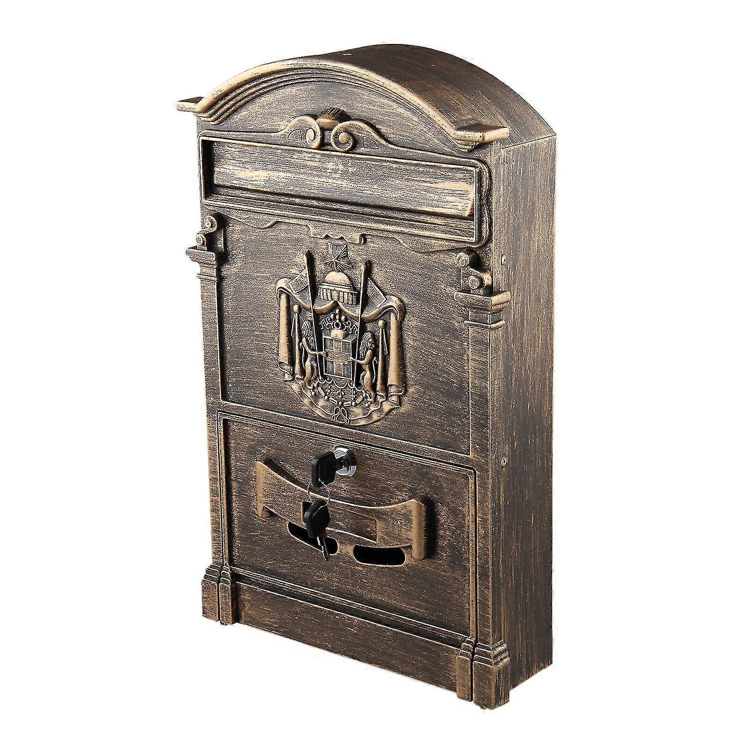Lockable Secure Postbox Letterbox Wall Mounted Stainless Mail Post Letter Box Model:bronze