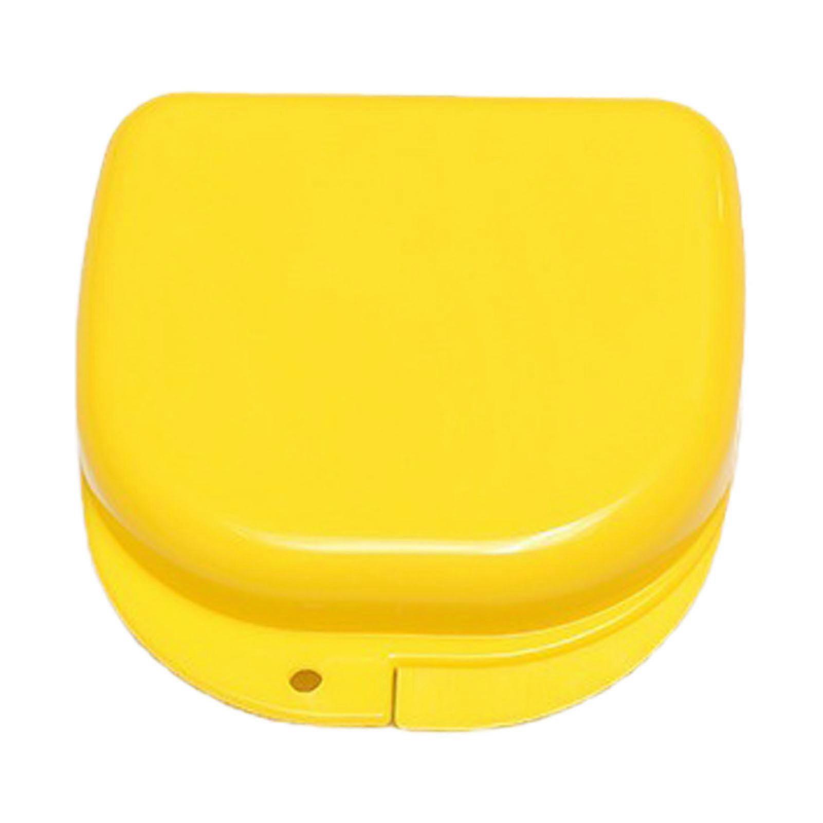 2 sets Professional Retainer Case Portable Dustproof Mouth Guard False Teeth Storage Box Denture Container Yellow