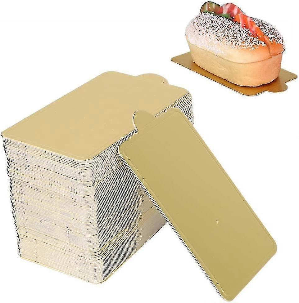 100 Pack Gold Parchment Rectangular Cake Mousse Boards For Cupcakes, Wedding Desserts Multi-pack (l)