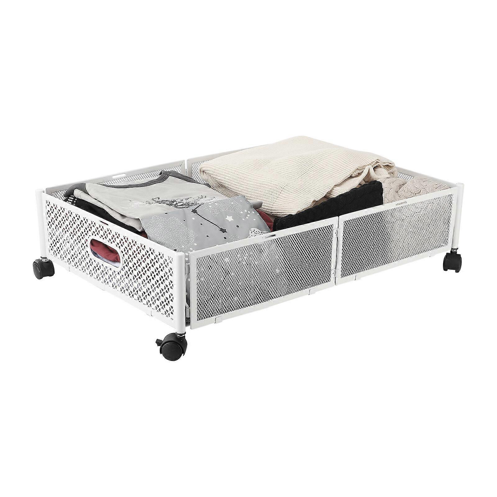 חדש לגמרי מתחת למיטה סל אחסון חדר שינה במלון קיבולת גדולה מעונות שחורים פלדת פחמן 60 x 40 x 15.5 ס"מ 1/2 יחידות גלגלת נעה