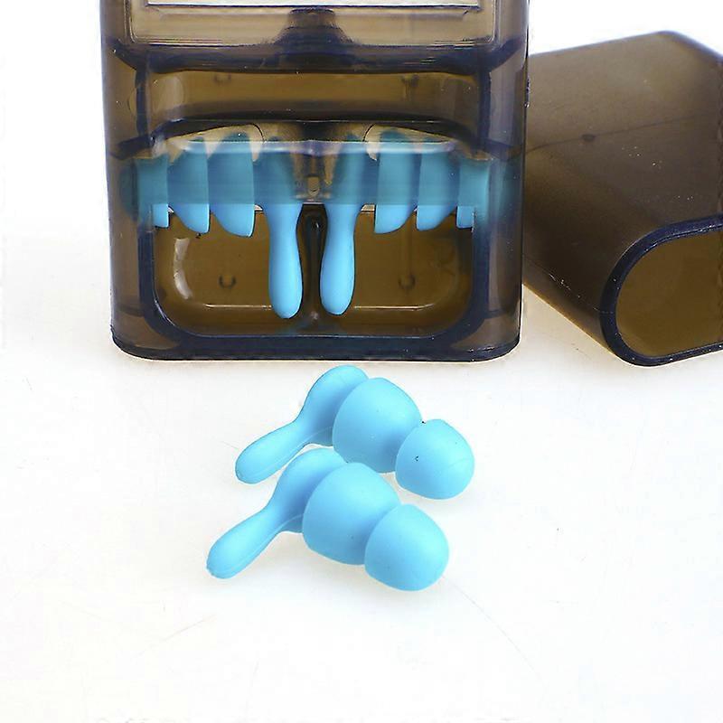 2 pairs of blue 40dB noise canceling earplugs, comfortable to wear, 3-layer silicone earplugs with storage case, suitable for snoring, study, travel,