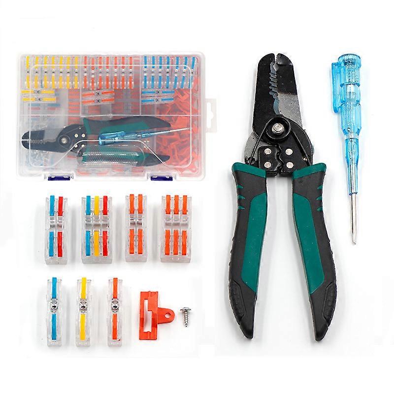Quick connection terminal, wire connector, with fixed clip, screw, wire stripper, 110-piece set