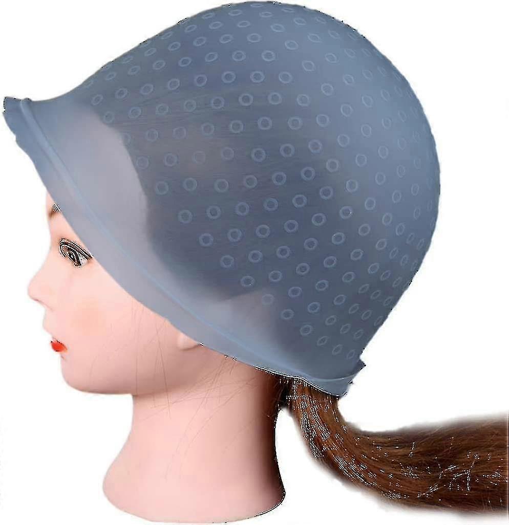 1 حزمة سيليكون صبغ الشعر كاب ، قابلة لإعادة الاستخدام المهنية صالون صبغ الشعر كاب ، مع أدوات تصفيف الشعر الكروشيه (الأزرق) أ