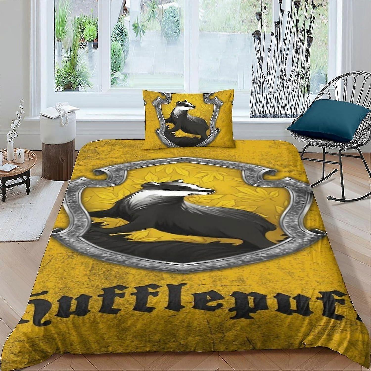 o4813 Lençóis Academia de Magia Capa de Edredão crachá Conjunto de Cama 3D crachá Macio Edredom Colcha Capa Microfibra 3 Peça Conjunto de Cama Decoração do Quarto Cama de Solteiro