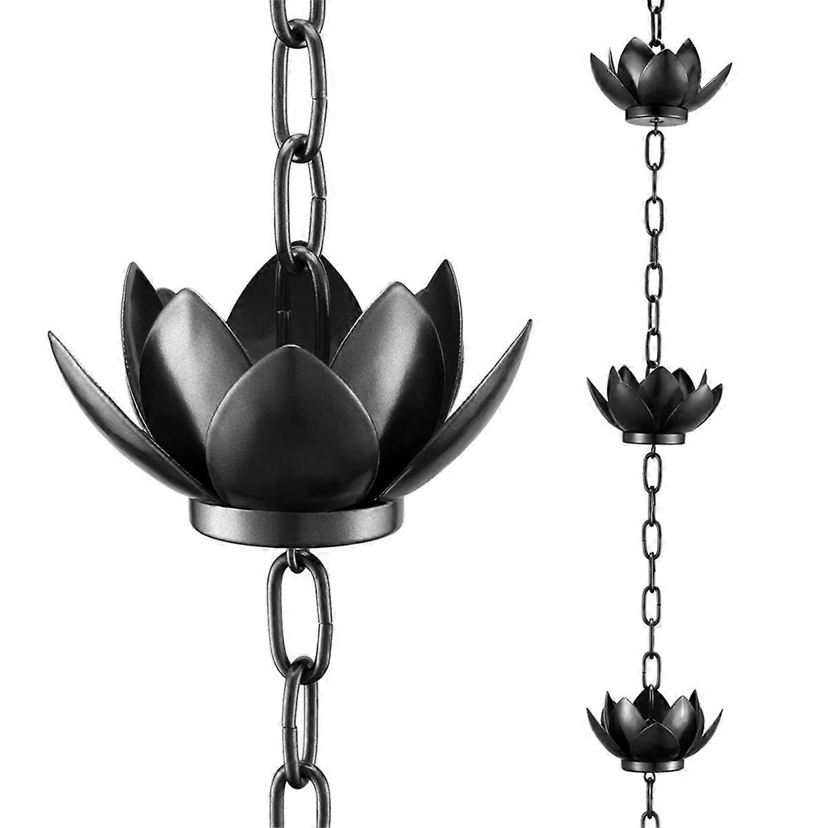 Rain Chain Set, 4ft Copper Plated Rain Chain for Gutters with Adapter, Lotus Rain Chain Cups to Rep