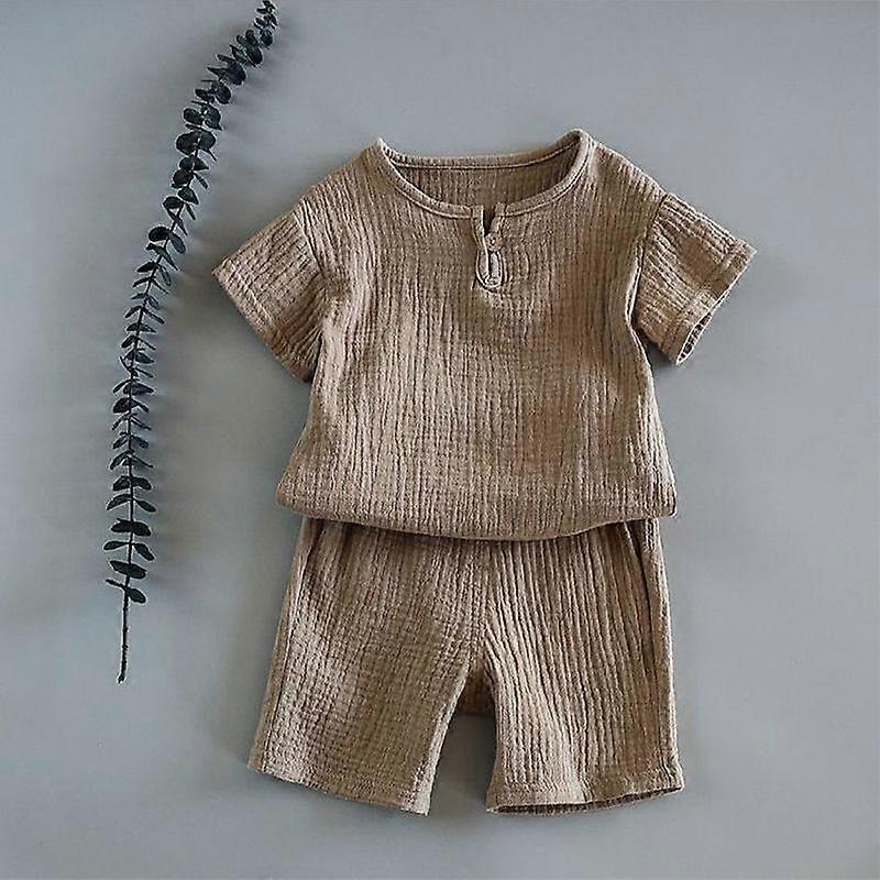 12M-8 år 2 st Barn Barnkläder Set 2021 Sommar Baby Barnkläder Bomull Och Linne Retro Barn Barn Kläder Kostymer