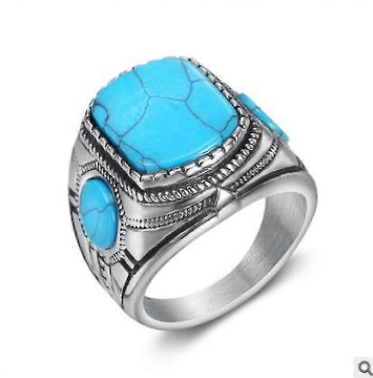 Mannen roestvrij staal turquoise ring