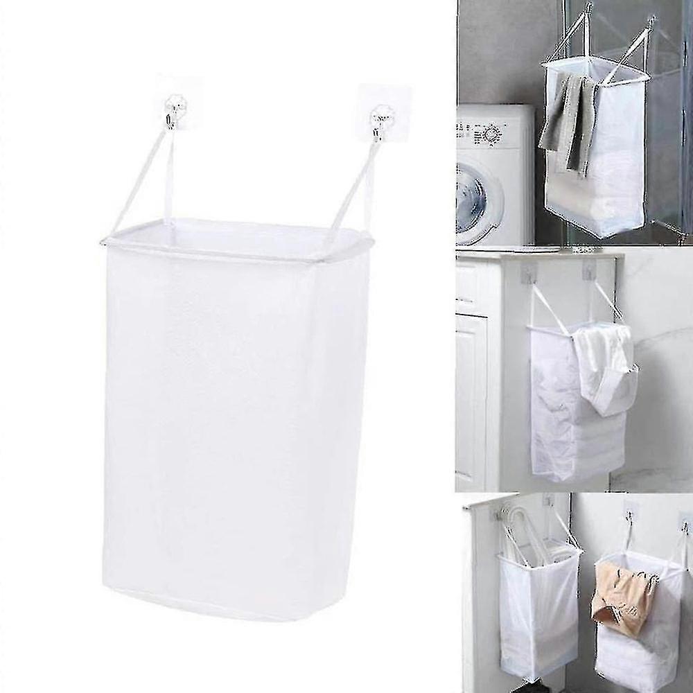Net Laundry Storage Basket Holder Foldable Wall-mounted Mesh Laundry Hamper