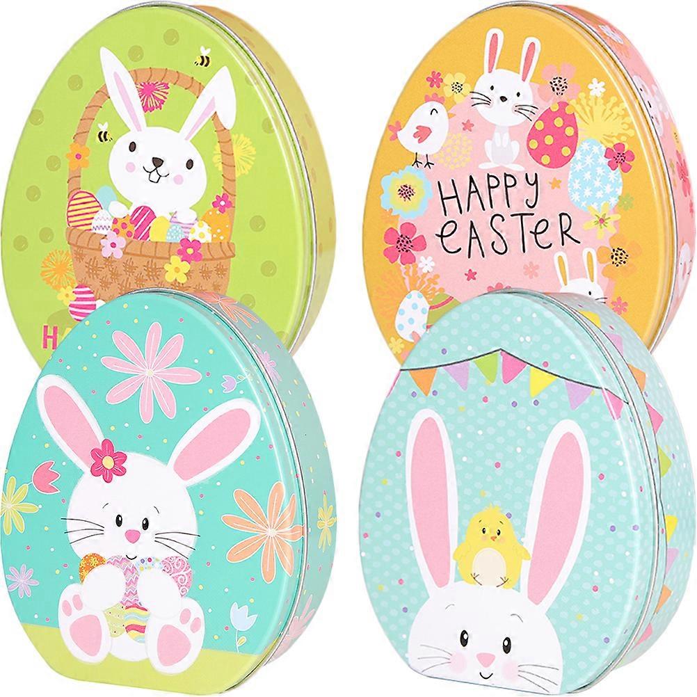 4pcs Easter Eggs Shaped Candy Boxes Rabbit Pattern Candy Boxes Biscuit Storage Box