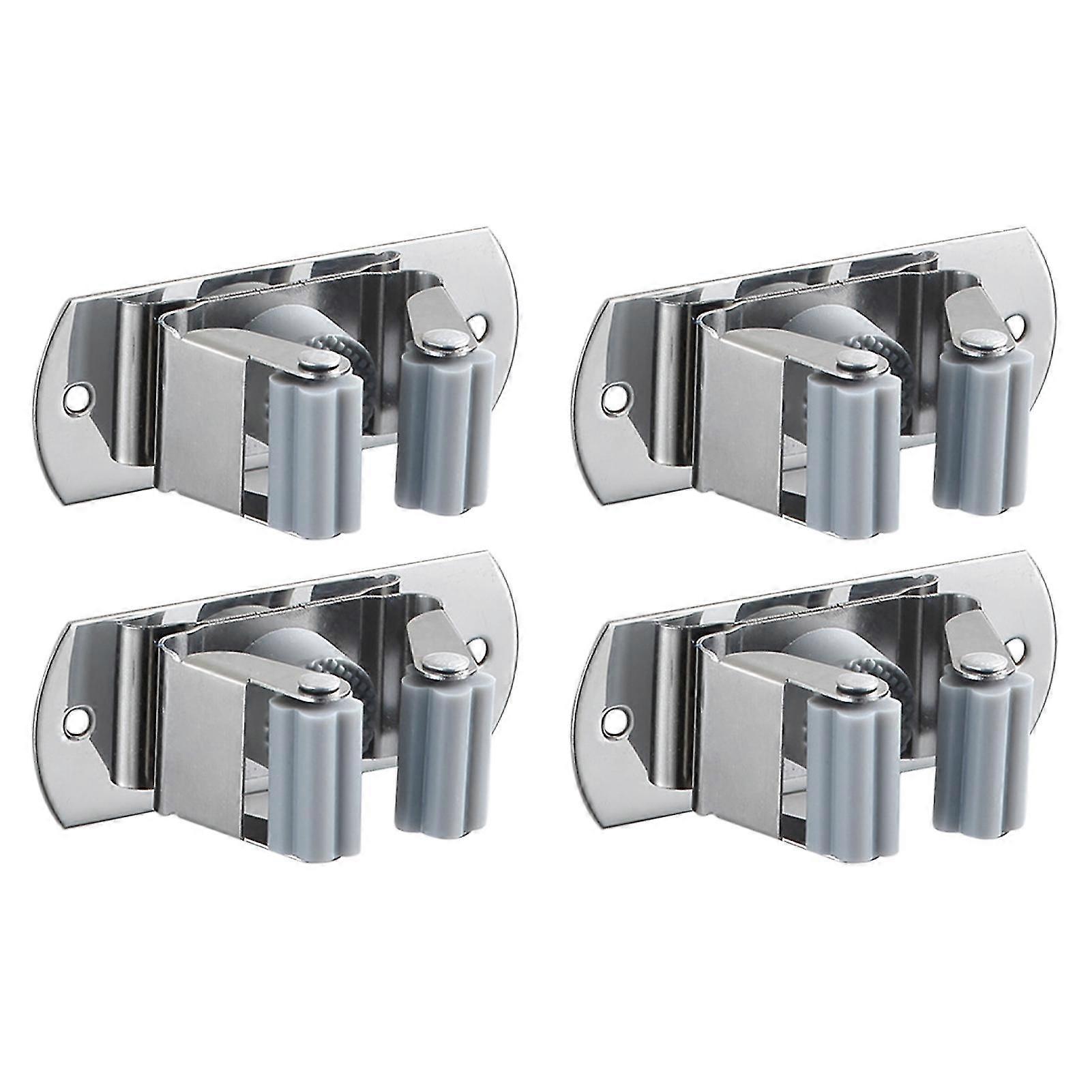 4pcs Wall Mounted Mop Holder Garage Home Bathroom Space Saving