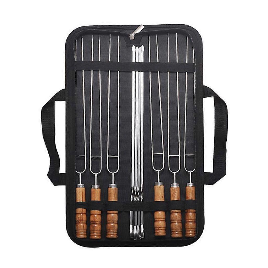 Beech Handle Sticks Metal Toasting Forks Kebabs Skewers for Barbecue Outdoor