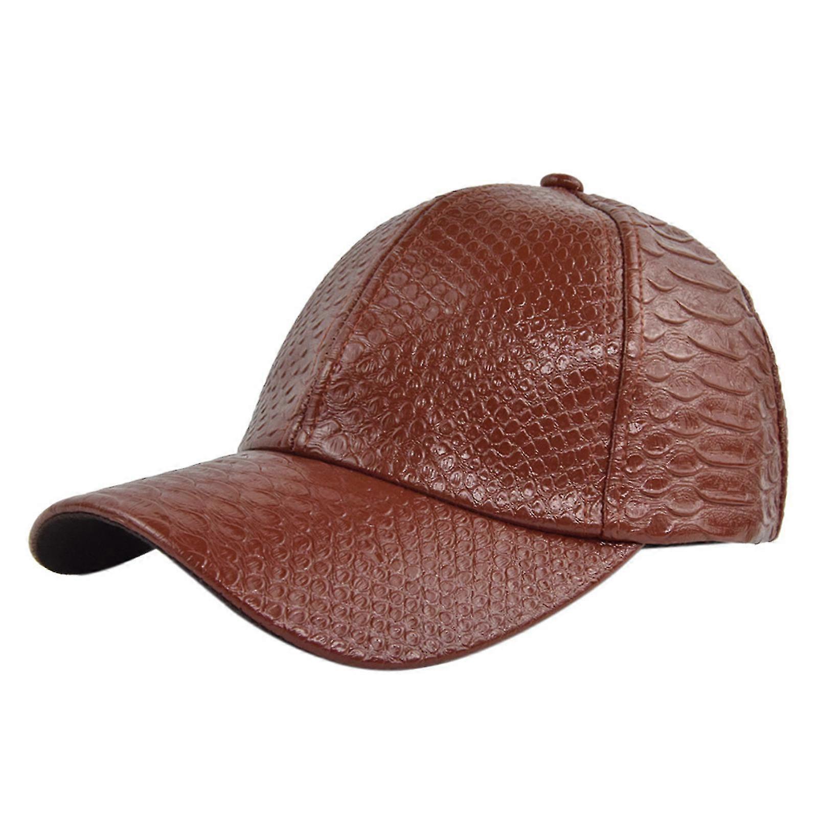 Adjustable Mens Baseball Cap Strap Faux Leather Print Solid Color