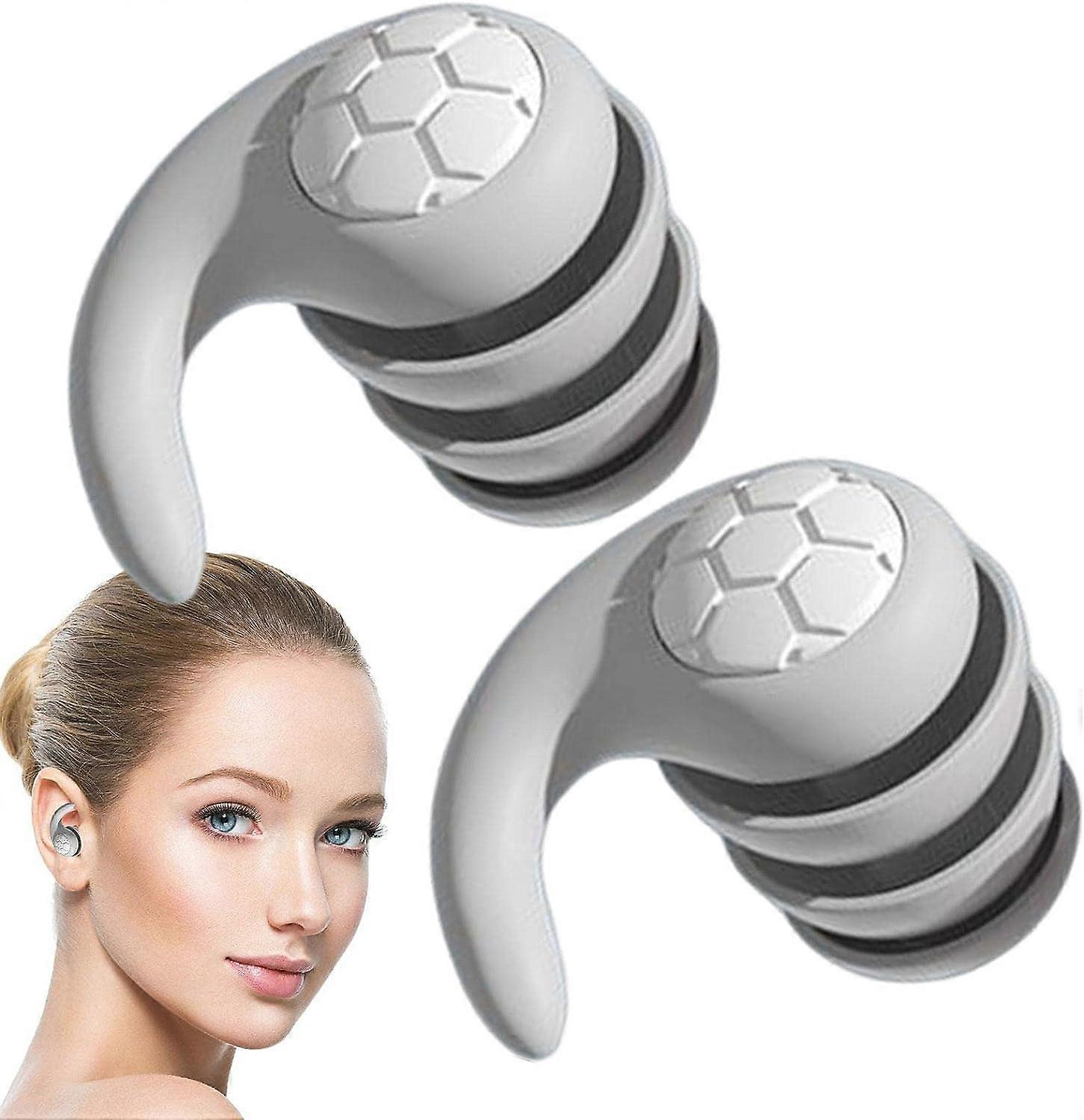 2pairs Gray S/L-Noise Earplugs - Waterproof Silent Earplugs - Reusable Earplugs with Silicone Box Three Layers Mute Earplugs