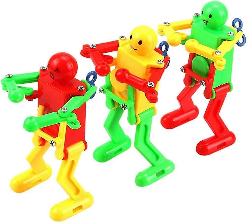 3Pcs Wind Up Toys Robot Dancer Multicolor Spring Winding Swing Robot