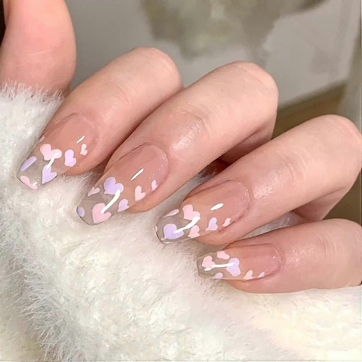 Medium Fake Nails 24pcs Glossy False Nails