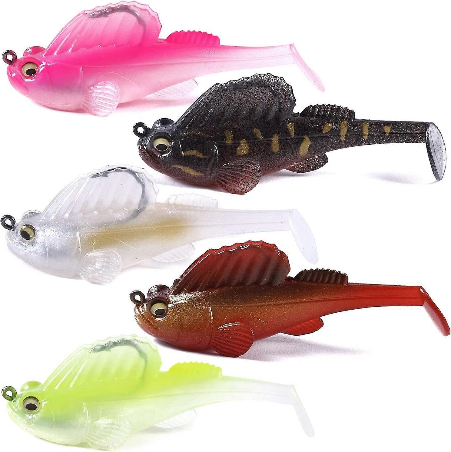 Fishing Lures for Bass Soft Swimbaits with Paddle Tail Soft Plastic Lures with Hidden Pre-Rigged Sharp Hooks for Freshwater Saltwater Fishing Lures Ki