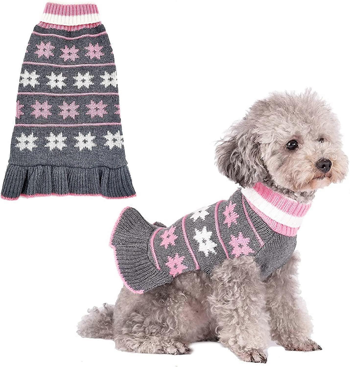 Hunde Pullover Kleid Rollkragenpullover Hund Pullover Medium mit Leine Loch Strickpullover Warm für den Winter
